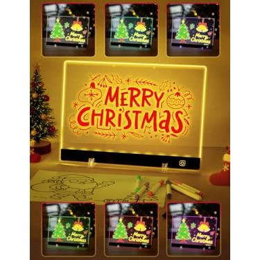 Imagem de LED Drawing Board for Kids,14"x10"& 7-Color Touch Glow Pad, Rechargeable Acrylic Dry Erase, Incl. Christmas Sketch Paper, Halloween & Christmas Gift, Easy Clean Message Night Light