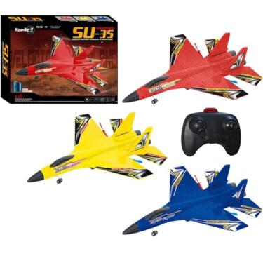 Imagem de Avião Controle Remoto Su-35 Bi-Motor Infantil Com Controle Recarregável Jato Bimotor Leve E Resistente com Bateria Kizumba
