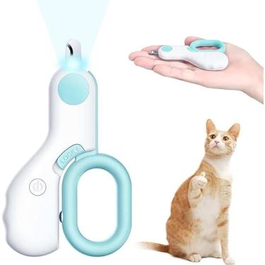 Imagem de Mini Cortador de Unha Pet com Lanterna LED – Corte Preciso, Seguro e Ergonômico para Cães e Gatos | Lâmina em Aço Inoxidável com Trava de Segurança (Azul)