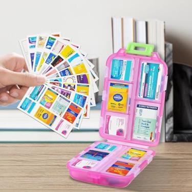 Imagem de Organizador de comprimidos de 10 compartimentos com etiquetas – Caixa portátil de comprimidos de viagem para vitaminas e medicamentos | dobrável, à prova d'água, sem BPA | manhã/tarde/noite
