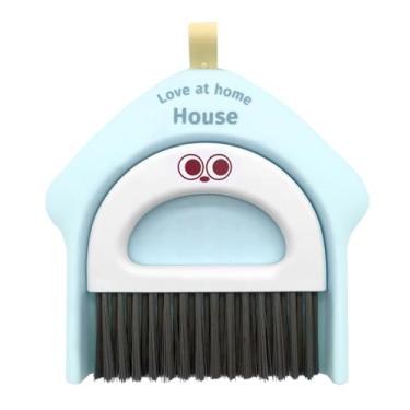 Imagem de Conjunto pequeno de pá e vassoura, mini bandeja de pó portátil com conjunto de escovas de limpeza para mesa de casa, sofá, escritório, teclados, cuidados domésticos de animais de estimação