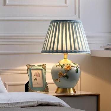 Imagem de Luminária de mesa contemporânea de luxo em cerâmica com LED, estilo retrô americano, perfeita para sala de estar, quarto, escritório, casa de campo ou hotel (Modelo 22)