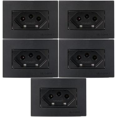 Imagem de 3 Tomada Embutir Móvel 3 Pinos 10a + 2 Tomada 3 Pinos 20a Preto Margir