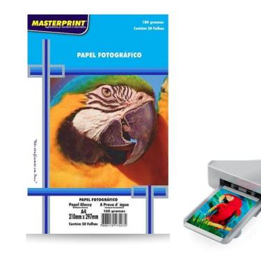 Imagem de Papel Fotográfico A4 Gramatura 180g Glossy Prova D'Agua Seca Rápido Id