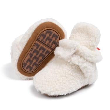 Imagem de Botas aconchegantes para bebês meninos e meninas recém-nascidos botas de lã quentes de inverno antiderrapante, B2/branco, 12-18 Months Toddler