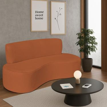 Imagem de Sofá Curvo 2 Lugares Amsterdã 140cm Suede Cor Terracota
