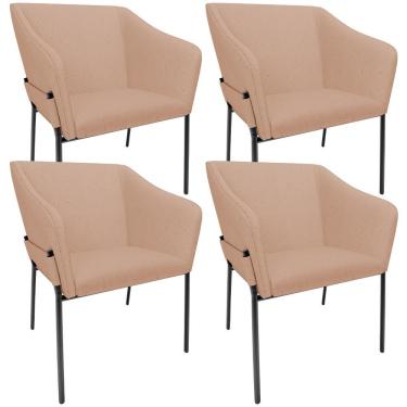 Imagem de Kit 4 Cadeiras Para Sala De Jantar Estar Living Olívia L02 Linho Rosê - Lyam Decor