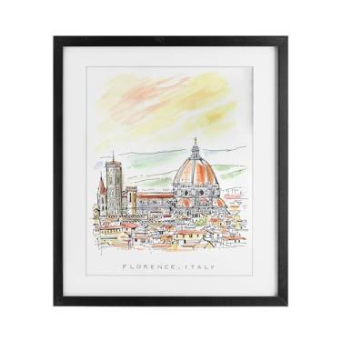 Imagem de Stupell Industries Minimal Florence Skyline Impressão emoldurada preta sob vidro, design por Angela Steahling, 21 x 17