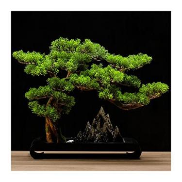 Imagem de Árvore artificial Árvore artificial de bonsai, simulação madeira, grande pinheiro boas-vindas, plantas falsas montanha, ornamentos zen para decoração interna escritório doméstico(Pequeno)