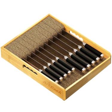 Imagem de Organizador de gaveta de facas com inserção de bambu, 38 cm C x 30 cm L x 6 cm A (38 cm x 30 cm)
