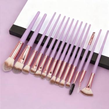 Imagem de Pincéis de maquiagem para os olhos, 14 peças, conjunto de pincéis de sombra, ouro roxo, com pelos sintéticos macios para sombra, sobrancelha, delineador, mistura