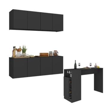 Imagem de Armário De Cozinha Com Bancada Americana/mesa Gourmet Multimóveis Mp2202 Preto Preto