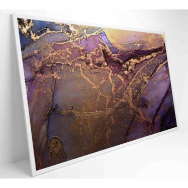 Imagem de Quadro Abstrato Com Pintura Dourada Medidas 60x40 Cm Impressão Adesivo Fotográfico