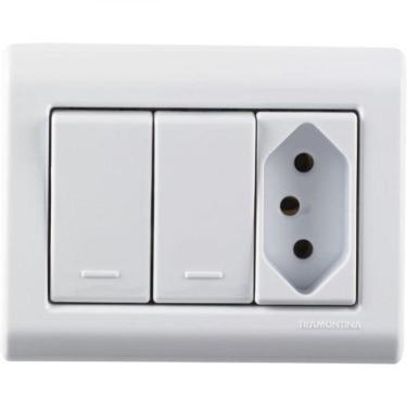 Imagem de Caixa de Sobrepor 2 Interr 10A 250V e 1 Tomada 2p+t 10A 250V