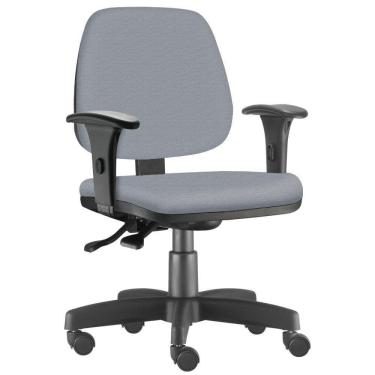 Imagem de Cadeira Giratória Job Escritório Couro Sintético Cinza