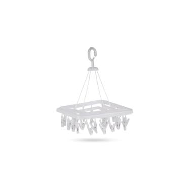 Imagem de Varal Dobrável com 24 Prendedores, Plástico e Aço, 31,5 x 31,5 cm, Cores Sortidas, para Roupas Pequenas e Acessórios