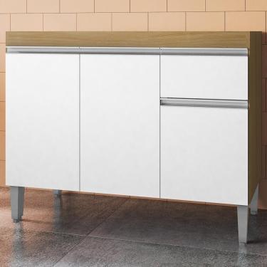 Imagem de Balcao Para Pia Sem Tampo 118 Cm Tatiane Amendoa Branco Reajl Moveis Amendoa Branco