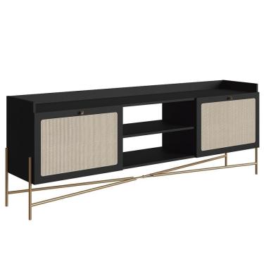 Imagem de Rack Para Sala Bancada De 65 Pol Pé Metal Arlo Nero-dourado - Mpozenato