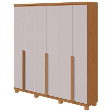 Imagem de Guarda-roupas Casal Alonzo 6 Portas 4 Gavetas Sem Espelho 100% Mdf Com Pés - Lopas Amendoa Clean/off White