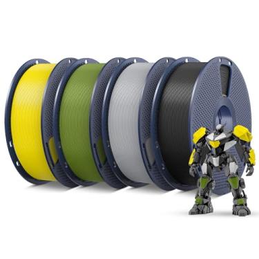 Imagem de SUNLU Pacote de filamento PETG 1,75 mm 4 kg, menos amarração e boa adesão de camada, embalado individualmente a vácuo, filamento de impressora 3D 4 kg, 1 kg por carretel, pacote com 4, preto + verde