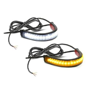 Imagem de Turvysen Luz de seta de LED para motocicleta, 2 peças de luzes diurnas DRL, luz de LED de montagem universal de 12 V (branco + âmbar)