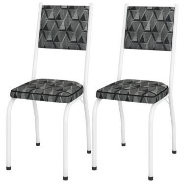 Imagem de Kit 2 Cadeiras Tubular Europa 258 Branco Assento Mosaico Silver Artef Mosaico Silver