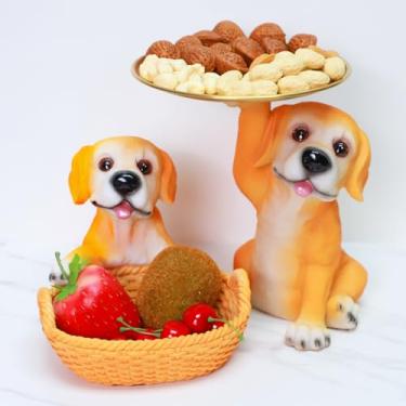 Imagem de Tigela de doces Golden Retriever – Prato decorativo de cachorro fofo para doces, lanches, chaves, joias | Bandeja organizadora de filhotes para entrada, mesa de escritório