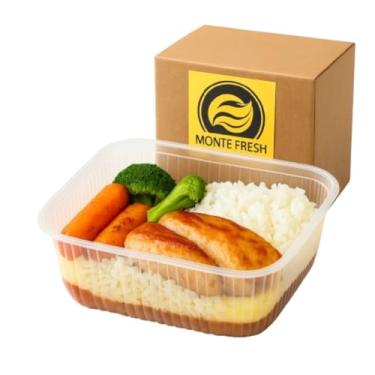 Imagem de Pote Retangular Descartável, Marmita Plástica, 1000ml, 10 Unidades