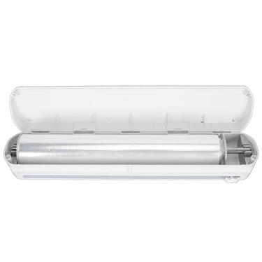 Imagem de Cortador de envoltório de plástico magnético reutilizável caixa dispensadora de filme aderente para folha de alumínio pergaminho cera papel cozinha armazenamento geladeira plástico