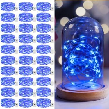 Imagem de litogo Pacote com 30 luzes LED de fadas operadas a pilha, 2 m de LED, 3 modos, mini luzes cintilantes, luz estrelada à prova d'água para casamentos, potes de pedreiro, festas, decorações de Natal