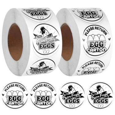 Imagem de 2 rolos / 1000 peças de etiquetas de caixa de ovos de galinha, adesivos redondos de ovos frescos de fazenda de 3,8 cm, selos de embalagem de ovos, devolva o adesivo de caixa de ovo para etiquetas de