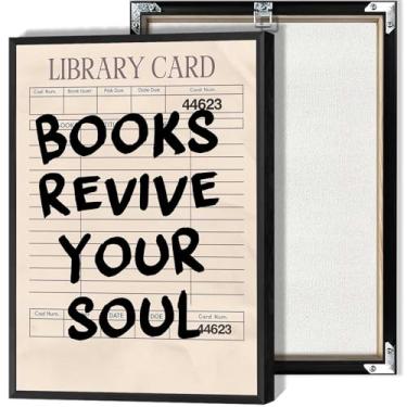 Imagem de Books Revive Your Soul Posters Reading Lovers Canvas Wall Art Retro Minimalistas Impressões para Sala de Estar Quarto Decoração de Parede de Casa 30 x 40 cm Sem Moldura