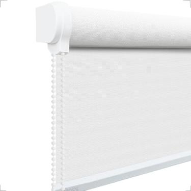 Imagem de Cortina Persiana de Rolo, rollon, rolô Tela Solar, screen 3% cor Bege - (SEM BANDÔ) - COMANDO DIREITO (BRANCO - Acabamento Branco, 1,85 (lar) x 1,20 (alt))