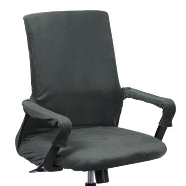 Imagem de PATIKIL Capa para cadeira de escritório, 99 cm, capa para cadeira de mesa extensível, universal, capa para assento de computador com zíper para cadeiras de escritório, assento de mesa, cinza
