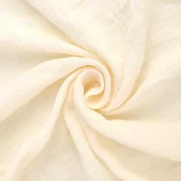 Imagem de MAYJOYDIY Tecido de algodão de 2,2 metros de gaze dupla, tecido de textura de gaze enrugado de 130 a 133 cm de largura, tecido de costura para confecção de roupas, cortinas, corredores de mesa