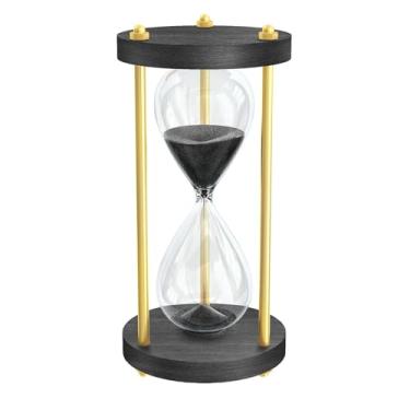 Imagem de ABXKZ Temporizador de ampulheta de 60 minutos, relógio de areia de madeira de 60 minutos, vidro de uma hora de madeira, 1 ampulheta de areia, decoração criativa, casamento, decoração, escritório, casa