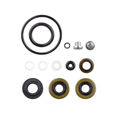 Imagem de SeDeplacer Kit de vedação de caixa inferior 396350 (com parafusos de drenagem) compatível com motor de popa Johnson Evinrude 8 9,9 10 15 HP, substitui 0396350, 26-00077, 18-2656