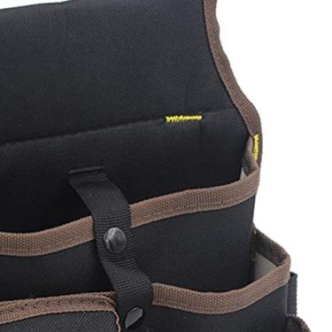 Imagem de ZJchao Bolsa de Cintura para Ferramentas de Pano Oxford Multifuncional Com Vários Bolsos Com Cinto Organizador de Armazenamento de Ferramentas para Eletricistas Carpinteiros Mecânicos (preto e marrom)