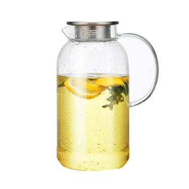 Imagem de Jarros de água fria, jarro de vidro resistente ao calor, jarro multiuso com tampa, filtro de jarro de grande capacidade, jarro de chá, jarro de suco, 1800 ml, 2500 ml (cor: tamanho transparente: 11 x