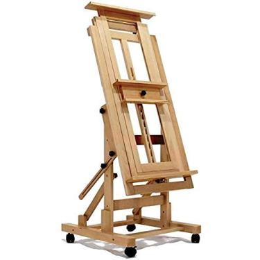 Imagem de Cavalete de artista, suporte de pintura, cavalete de pintura, cavalete grande de faia, multifuncional, profissional, estúdio, suporte de exibição de tela interna, com cavaletes de roda para displ,