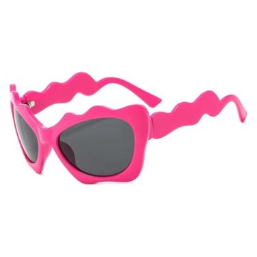 Imagem de Óculos de sol estilo gatinho premium, armação grande, proteção solar UV400, para mulheres e homens, verão e viagem (rosa cinza)