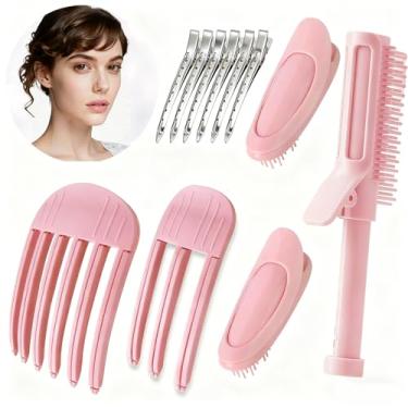 Imagem de 11 peças de clipe fofo de raiz de cabelo rosa, ferramentas de estilo faça você mesmo, clipes de raiz de volume, pente modelador de vento, preguiçoso, clipes de bico de pato, pente de expansão e