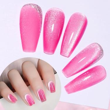 Imagem de Esmalte de gel Wimocacy Cat Eye Gel Holográfico Glitter Esmalte magnético com ímã para salão de beleza, arte de unhas, faça você mesmo (verde claro)