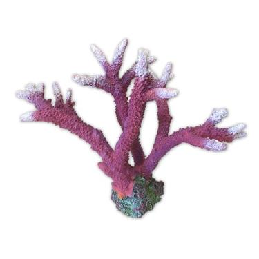 Imagem de Gingerbread Pet Supply Decoração de aquário coral roxo pedregoso, decoração de aquário com tema natural, esconderijo de caverna, 21 x 8 x 19 cm (grande)