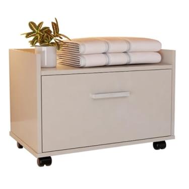 Imagem de Gabinete de Banheiro com Gaveta e Rodinhas – Armário Organizador Multiuso para Lavabo, Lavanderia ou Quarto(Off White)