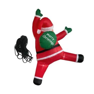 Imagem de Esquirla Papai Noel inflável de Natal para escalar, pendurar no telhado, brinquedo inflável com luzes LED para grades, telhado e gramado.