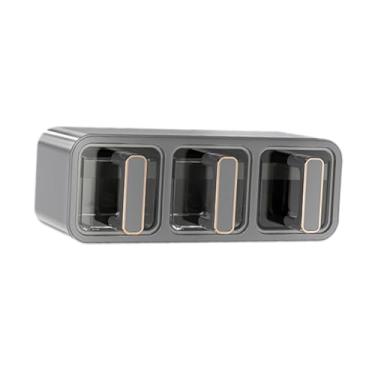 Imagem de Seasoning Box Wall Mounted Condiment Jar Spice Canisters with Spoons for Chicken Stock Powder Kitchen Counter Pantry Families, 3 Grid White(3 Grid Gray)