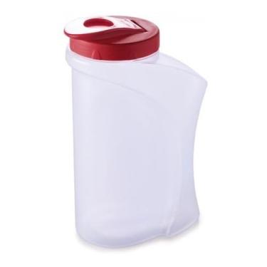 Imagem de Genérico Jarra Garrafa Água para Geladeira, Transparente Com Tampa Vermelha, Plástico Livre De BPA, 1,3L, Retangular, Gargalo Largo Para Fácil Limpeza, Anatômico