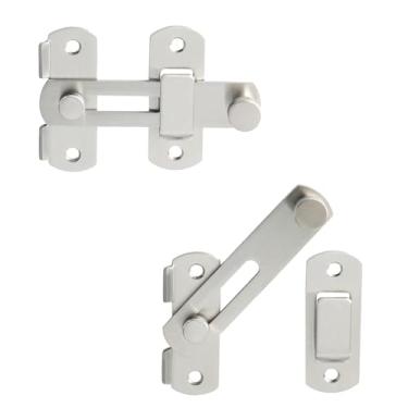 Imagem de Trincos de portão de fecho, travas de aço inoxidável de níquel escovado, trava de segurança para celeiro, cerca de madeira e portas francesas deslizantes, fechaduras de hardware de portão aprimoradas