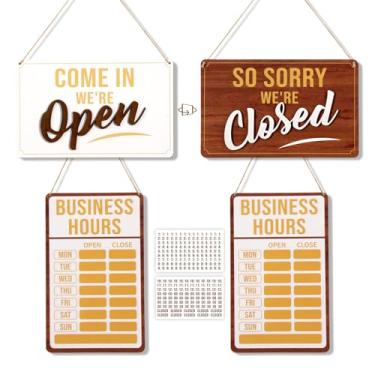 Imagem de KOYILTD Placas abertas para negócios - Sinal artístico de horário comercial de madeira para porta de vidro - Sinais de funcionamento - Sinais de loja para porta de café, restaurante ou boutique